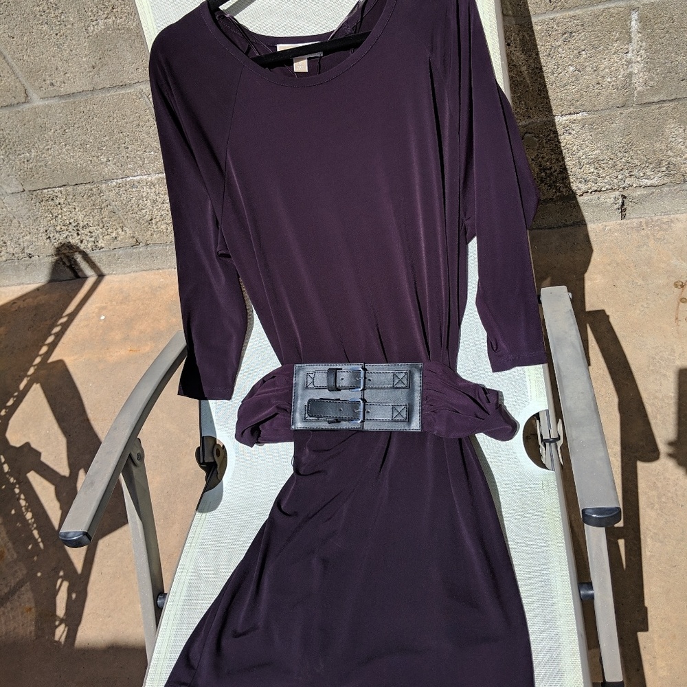 Michael Kors women's belted purple dress